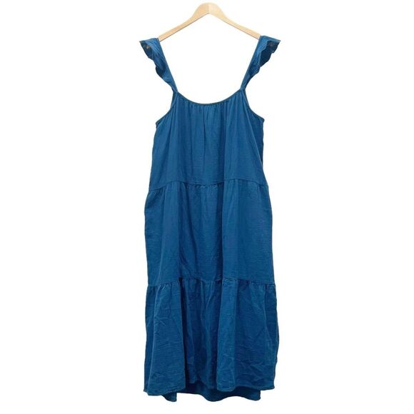 NWT J. Crew Ruffle Strap Gauze Tiered Maxi Dress Teal Blue Size XXL NEW Relaxed - Picture 5 of 15